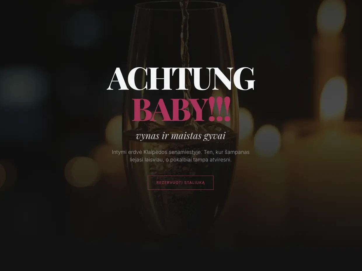 Achtung Baby — Champagne and food bar concept website preview