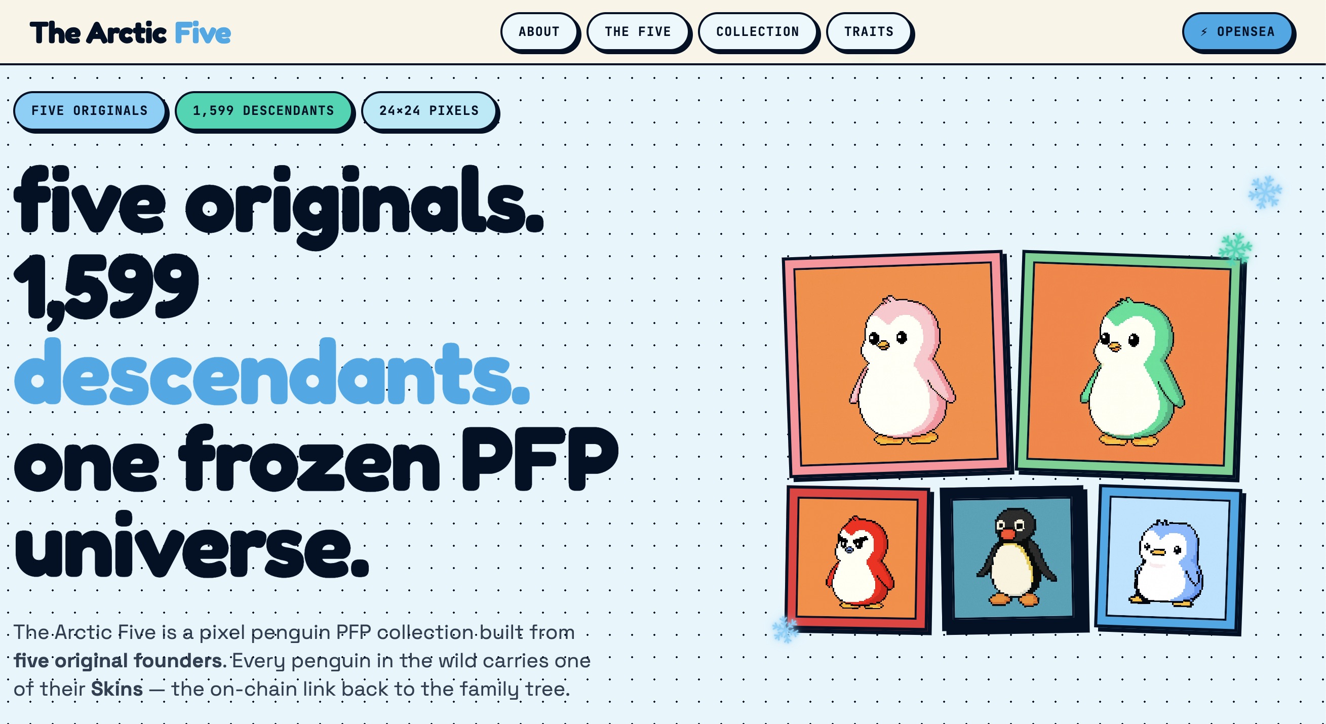 The Arctic Five — NFT collection website preview